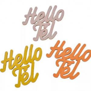 Hello Tél felirat arany színes 8cm 3db-os