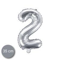 2. szám fólia lufi 35 cm ezüst