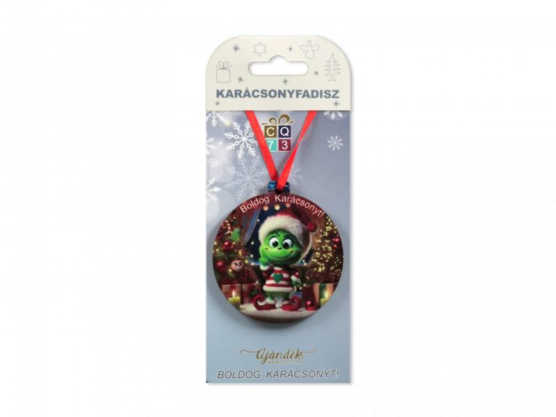 202623 Karácsonyfadísz zöld manó 7cm