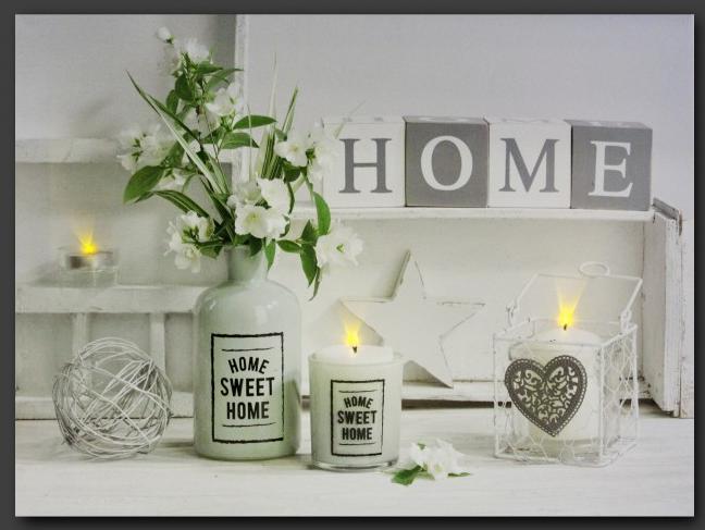 3 LEDes világító falikép fehér Sweet home 40x30cm