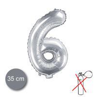6. szám fólia lufi 35 cm ezüst