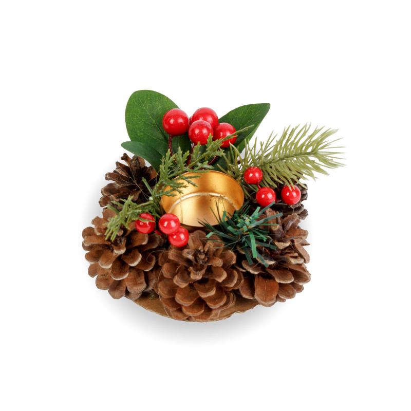 Adventi dekoráció - mécsestartóval - piros arany- 13 cm