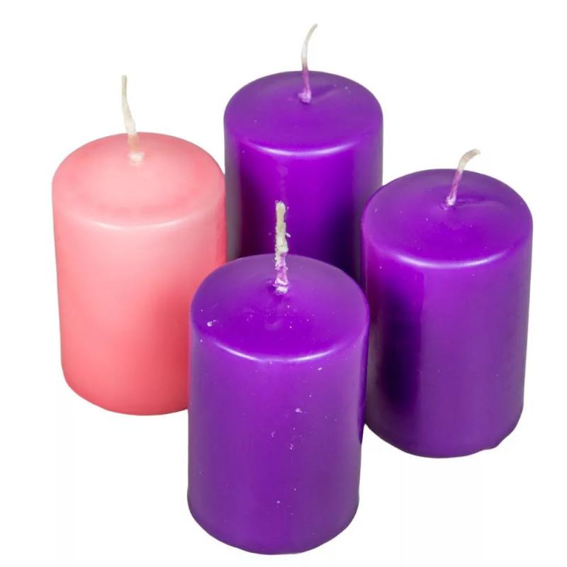 Adventi gyertya matt lila-rózsaszín 40*60mm  4db/csom