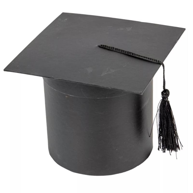 Ajándék papír doboz ballagási diploma sapka fekete D 14,5cm