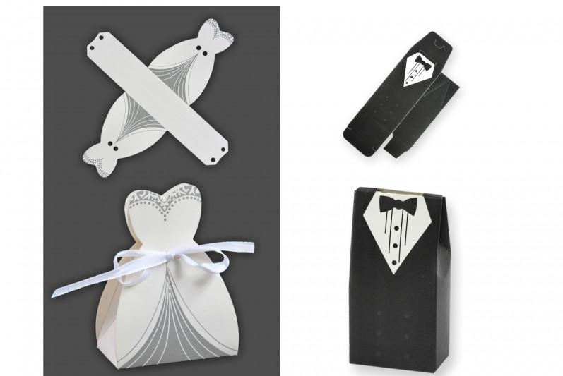 Ajándékdoboz esküvői menyasszony/vőlgény 10cm 12 db