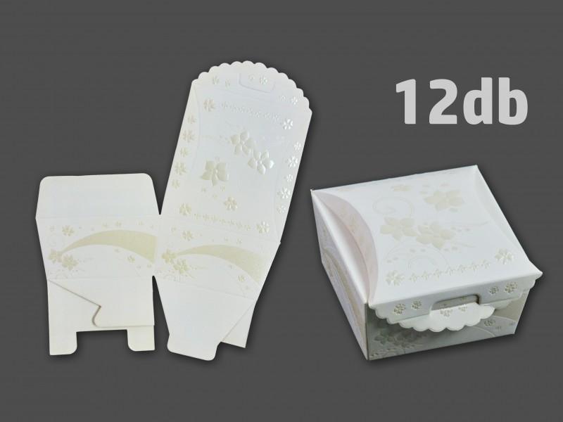 Ajándékdoboz esküvői törtfehér 12db 8x4,5cm