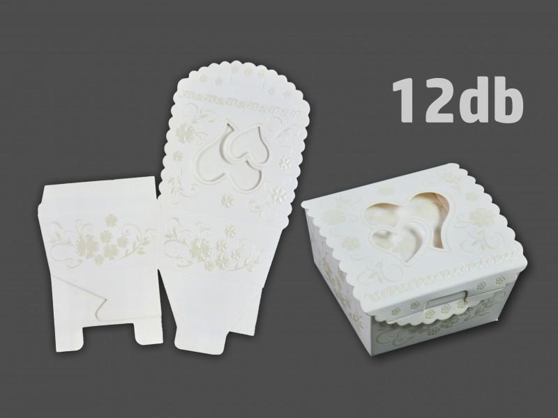 Ajándékdoboz esküvői törtfehér 12db 8x4,5cm