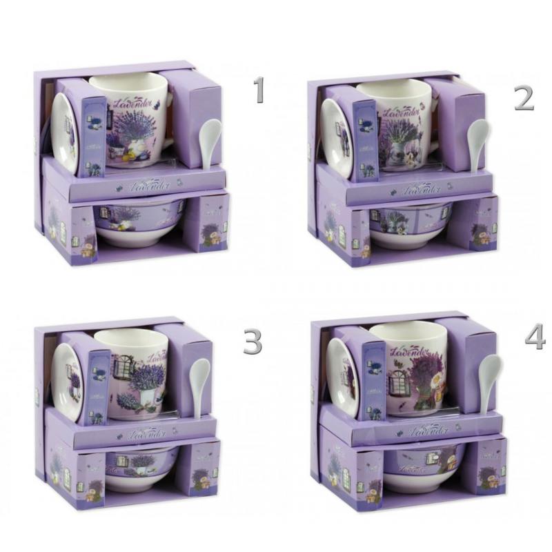 Ajándékdobozban Bögre +alj +kiskanál +müzlis tál +kistányér 4féle választható motívum