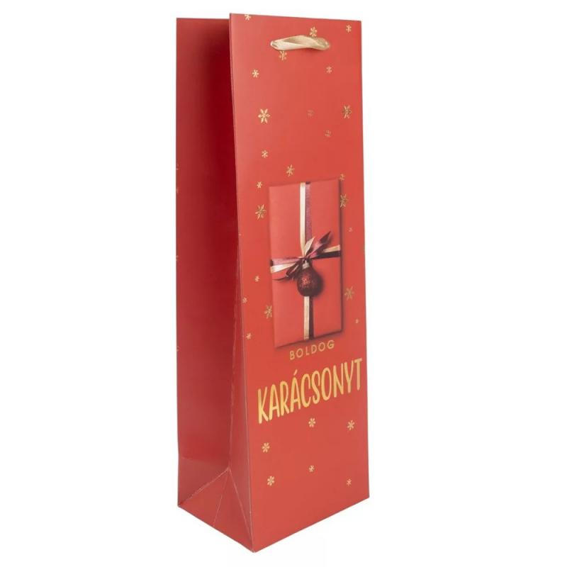 Ajándéktasak italos piros ajándékdoboz 12x36cm
