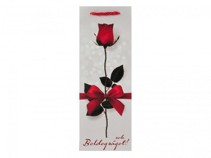 Ajándéktasak italos Sok Boldogságot rózsás 12,5x10x34cm