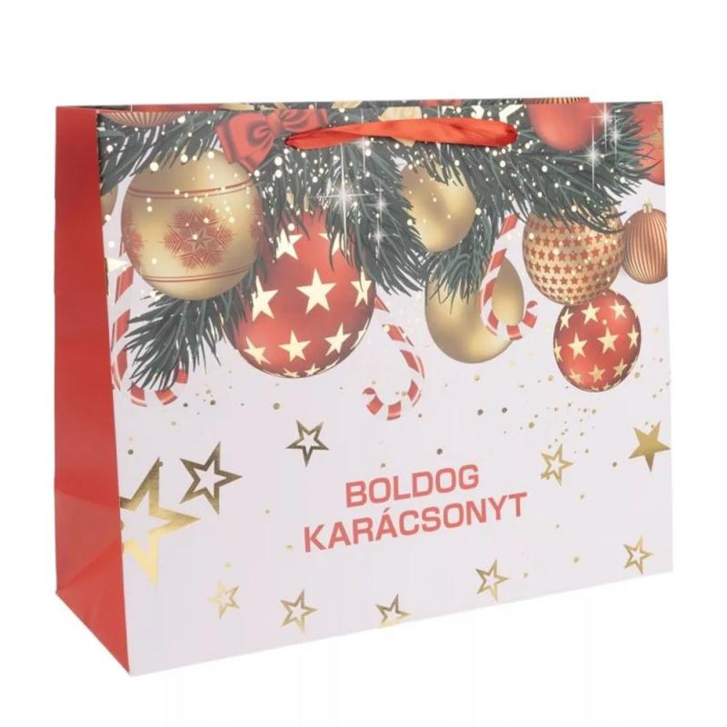 Ajándéktasak karácsonyi gömbök 23x18cm