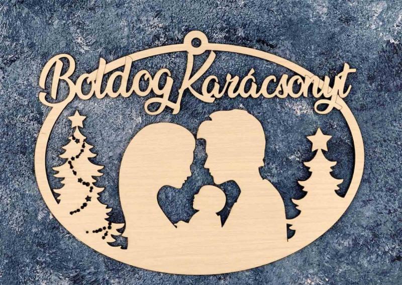 Ajtódísz 18 cm x 25,5 cm - Áldás - Karácsonyi Ajtó Dekoráció Fából