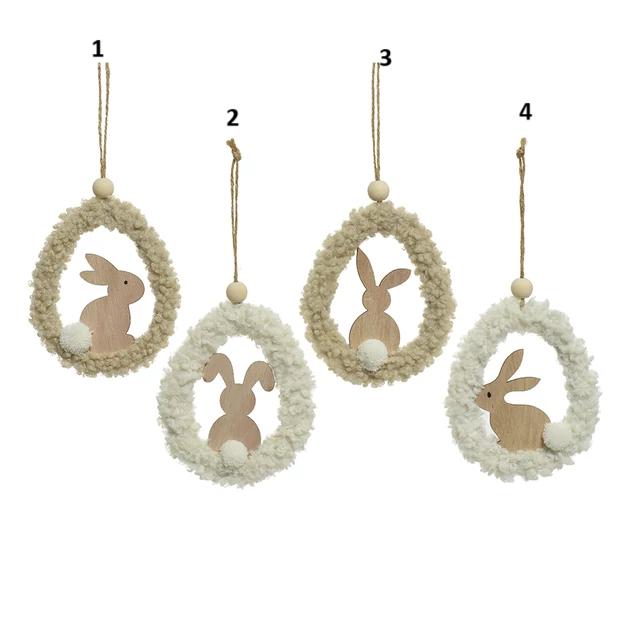 Akasztós bolyhos tojás nyuszival 4 féle 10,5x13cm választható