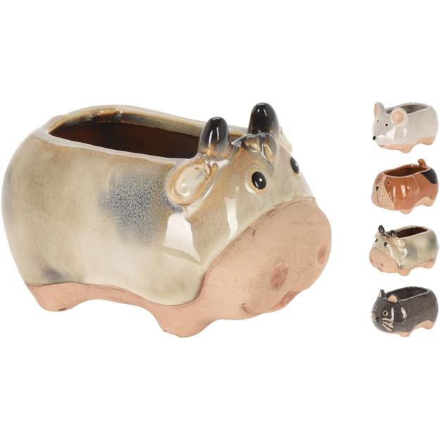 Állatos virágtartó kerámia 4 féle, választható 12,5x7cm
