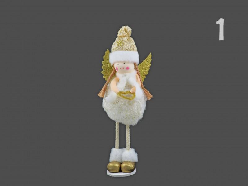 Angyalka álló arany/ezüst plüss ruhában 22cm 630612 2f