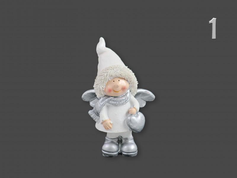 Angyalka figura fehér/ezüst sapkában 10cm 466662 2f