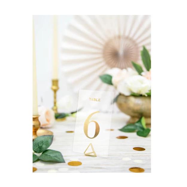 Arany asztalszámok átlátszó műanyag lapon 7x12cm 20db/cs