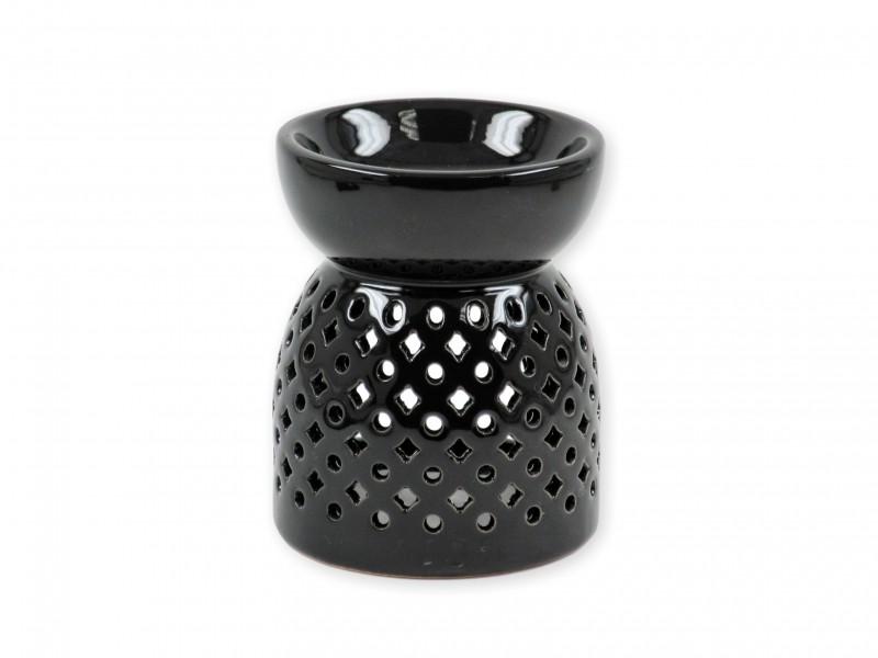 Aromalámpa fekete áttört 12cm pontok és rombusz minta