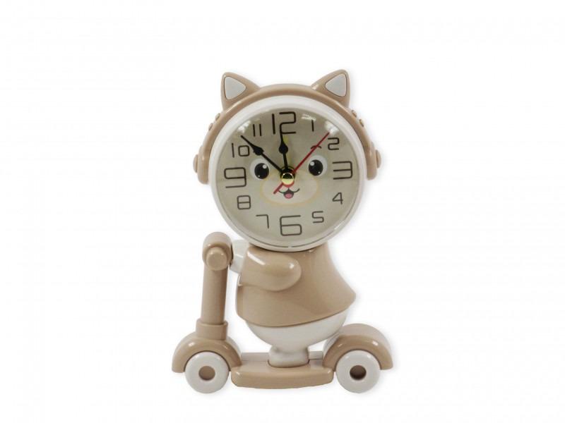 Asztali óra barna cica rolleren +hegyező 16cm