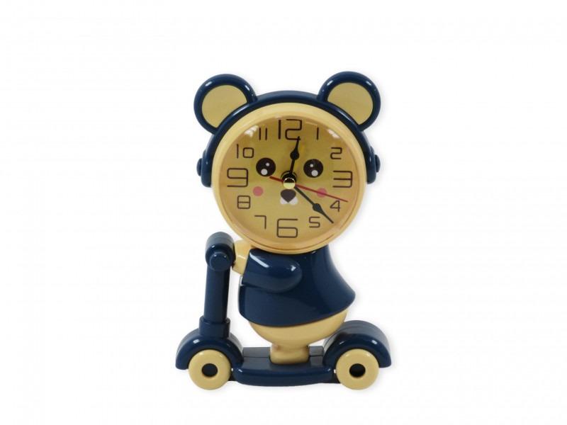 Asztali óra kék maci rolleren +hegyező 16cm