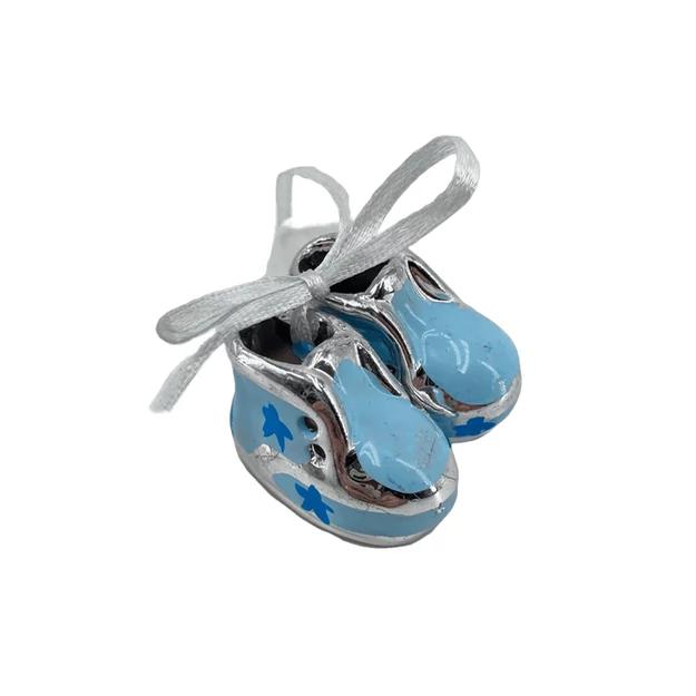 Babacipő+masni kék 4x 3,5x 2,5cm