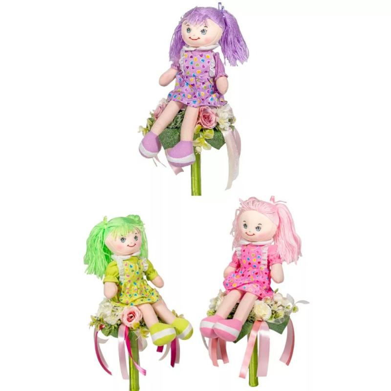 Ballagási csokor plüss babával selyem virággal 47cm