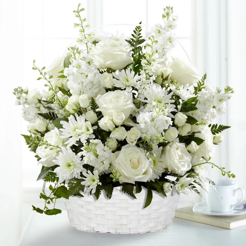 Bambusz füles ovál kosár fehér nagy