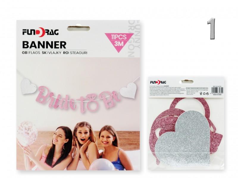 Banner Bride szíves 11db 3m 3 féle színben