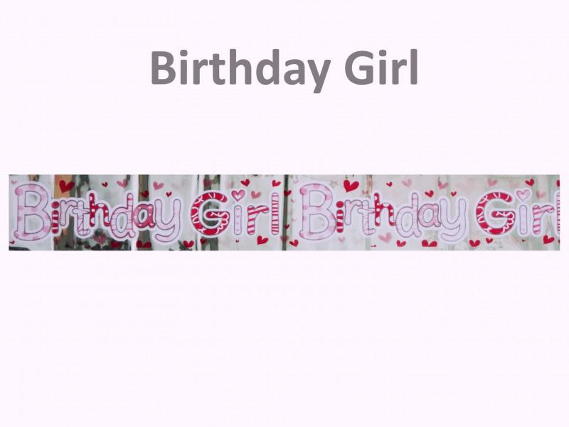 Banner fólia Birthday Girl 1,8mx12cm rózsaszín