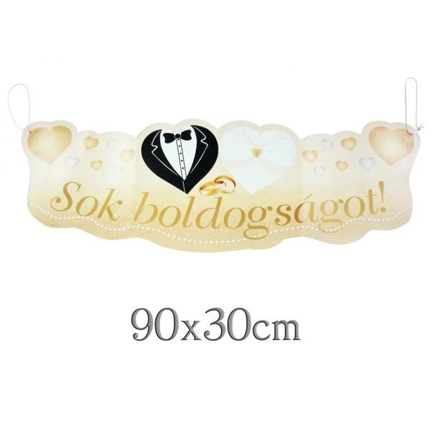 Banner Sok Boldogságot arany 90cm x 30cm