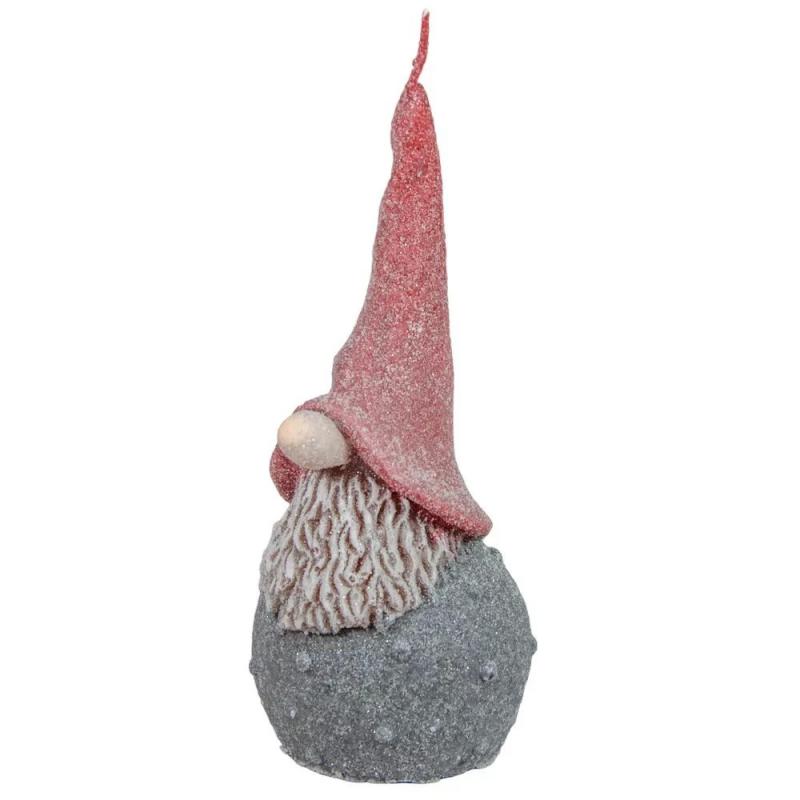 Bársony glitter kicsi hóapó gyertya 55x130mm sötétszürke