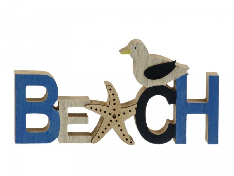 Beach felirat dekoráció + sirály 24x13cm