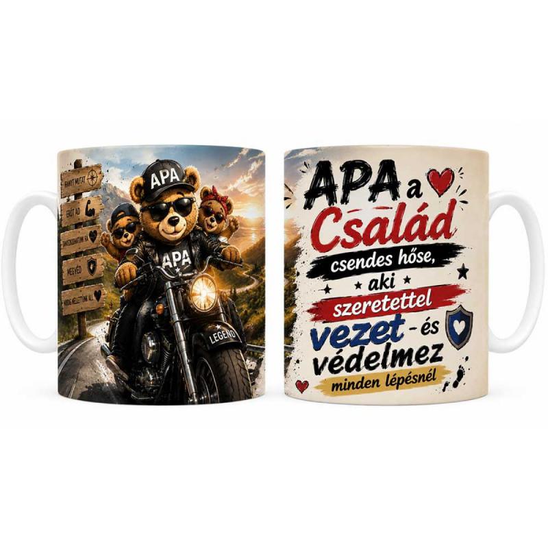 Bögre Apáknak - Apa a Család csendes hőse - Apák Napi Ajándék Apukáknak