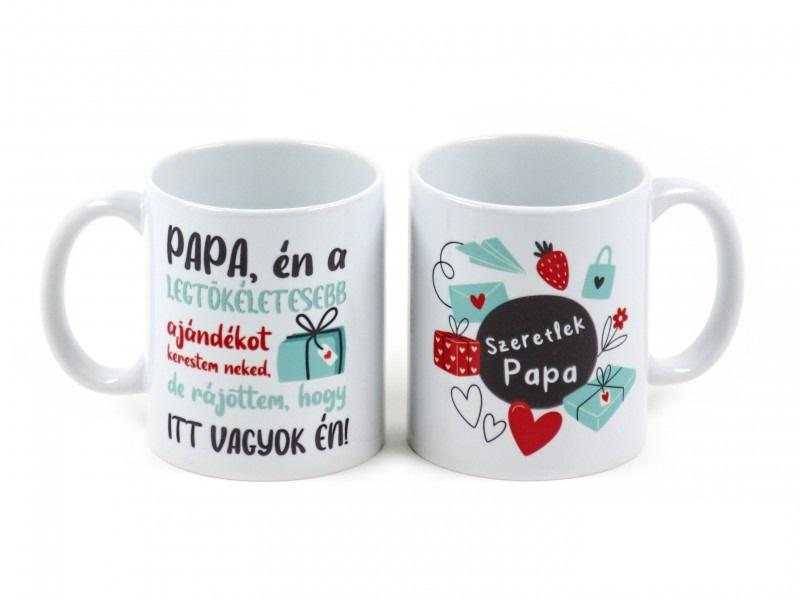 Bögre Szeretlek Papa 3dl fehér színes feliratos