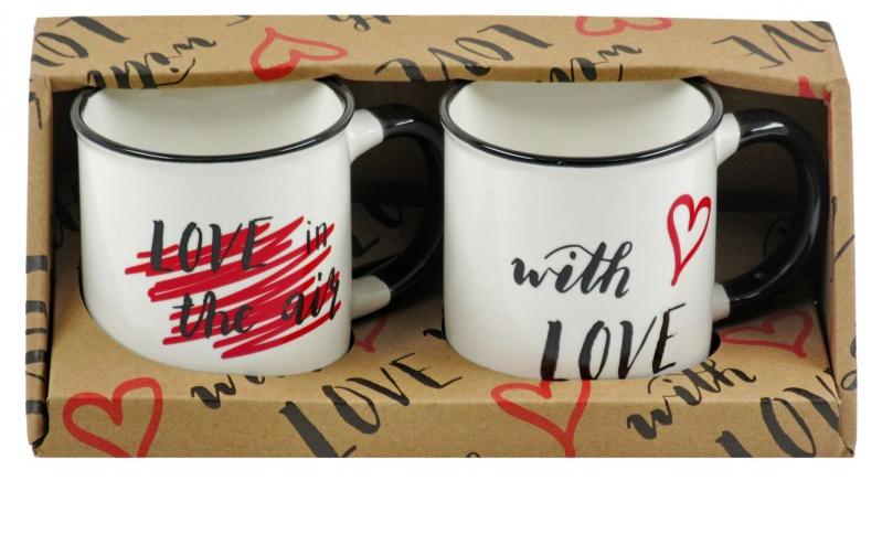 Bögre szett szíves 2db 3dl 2 felirattal with love