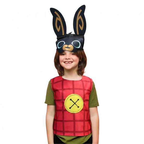 Boldog fekete Bing nyuszi jelmez gyermekeknek (fejdísz, póló), 92/104 cm