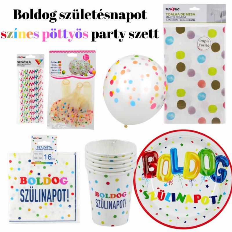 Boldog születésnapot pöttyös szett