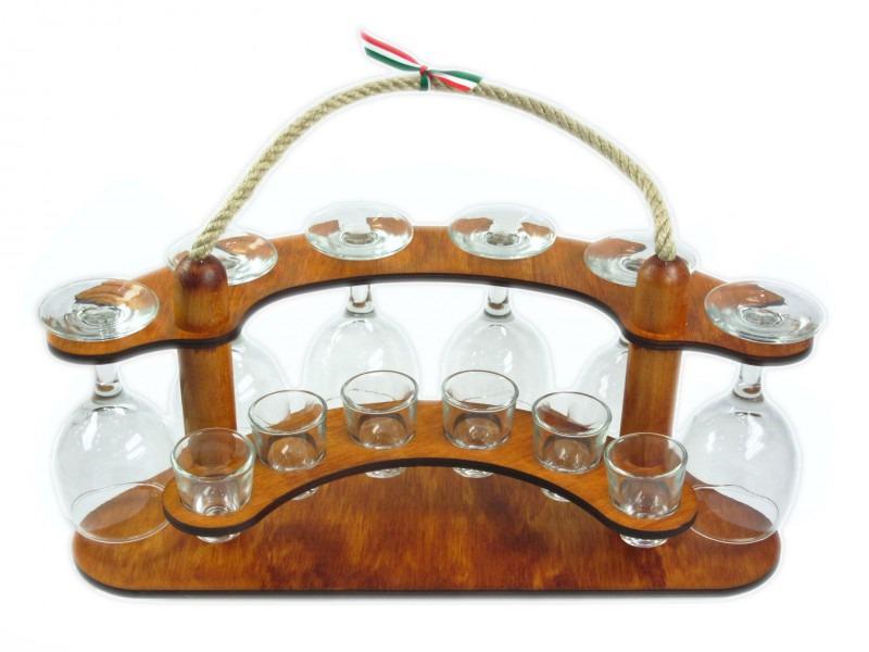 Boros és pálinkás pohár szett 12db tartón