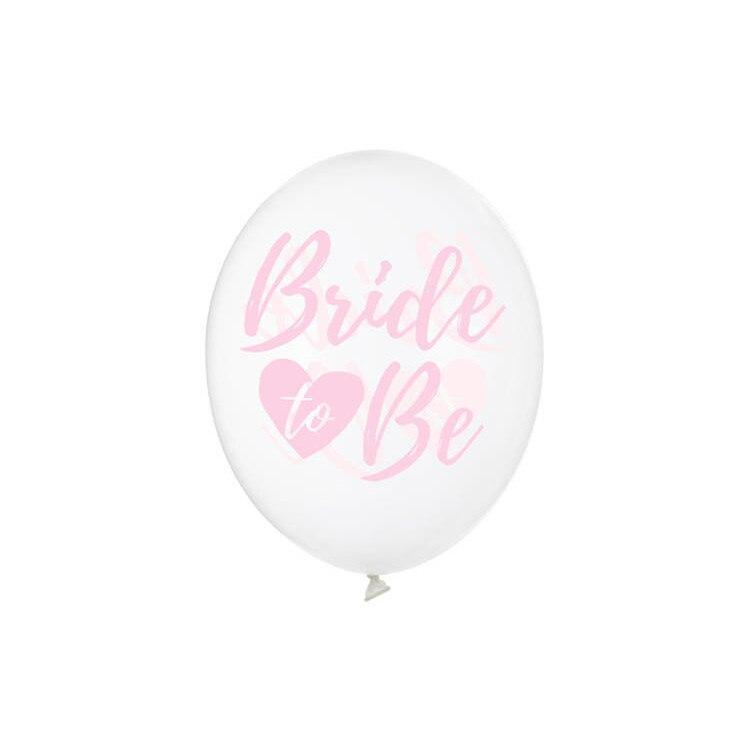 Bride to be rózsaszín felirattal fehér Latex lufi 30cm 6db/cs