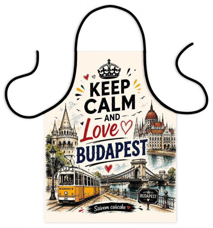 Budapest Hungary Kötény – Keep Calm Love Budapest Kötény – Budapest Hungary Ajándék