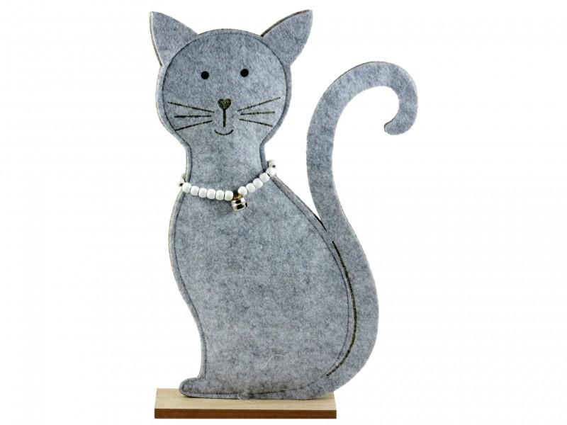 Cica dekoráció szürke 45cm filz