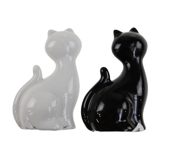 Cica kerámia 5x3,5x8,5cm fekete/fehér