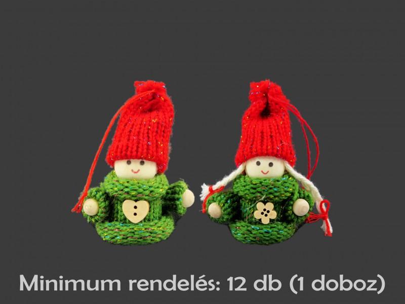 CQ00491 Kötött ruhás fiú/lány zöld/piros 7cm 2f