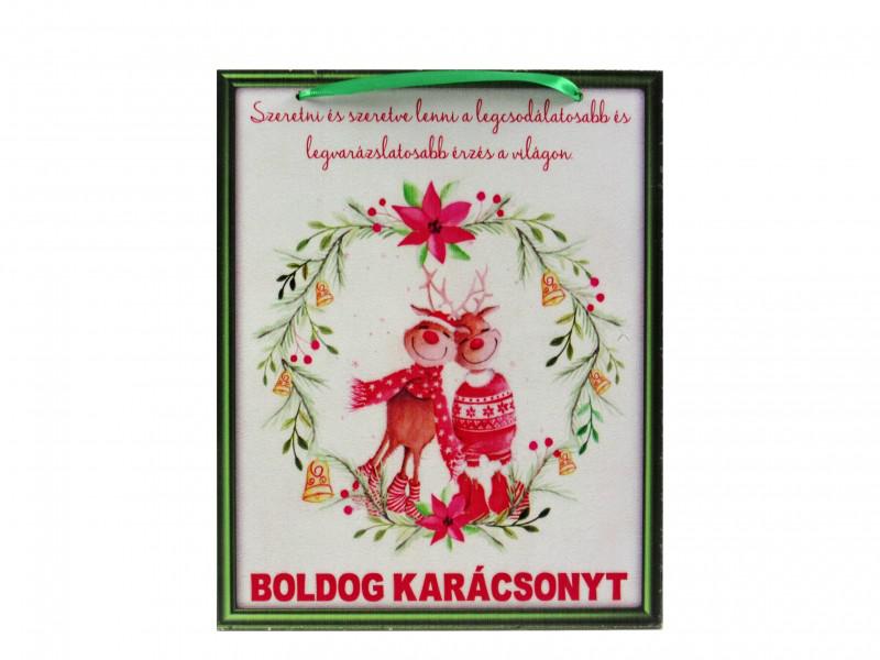 CQ02015 Fatábla Boldog Karácsonyt! szarvaspár 21x26cm