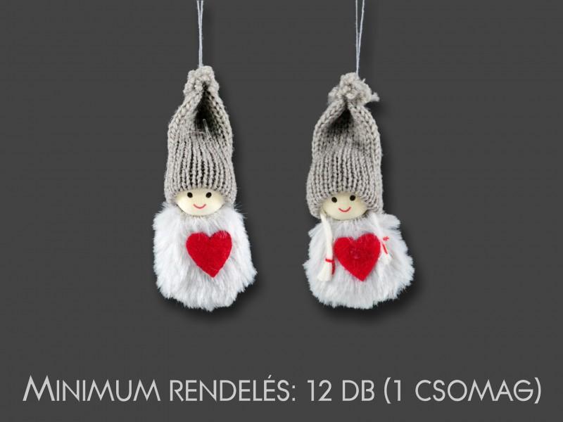CQ02635 Téli figura szürke piros szívvel 7cm 2f