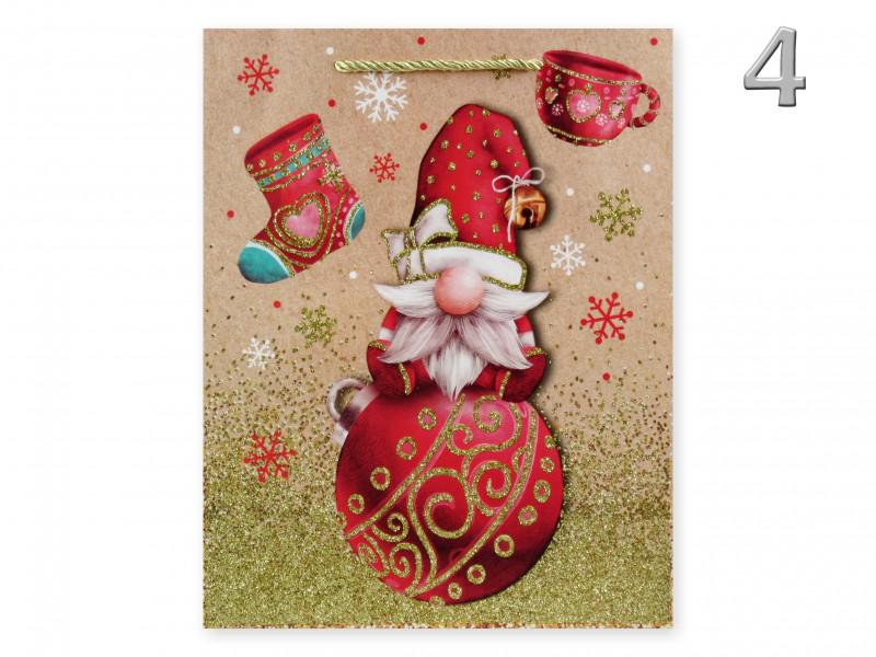 CQ05760 Karácsonyi dísztasak arany glitteres manós óriás 30x12x40cm 4f