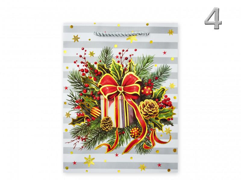 CQ05791 Karácsonyi dísztasak csíkos nagy 26x12x32cm 4f
