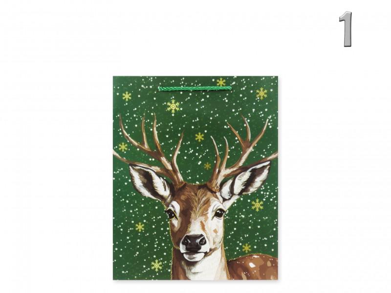 CQ05797 Karácsonyi dísztasak glitteres piros/zöld nagy 26x12x32cm 4f