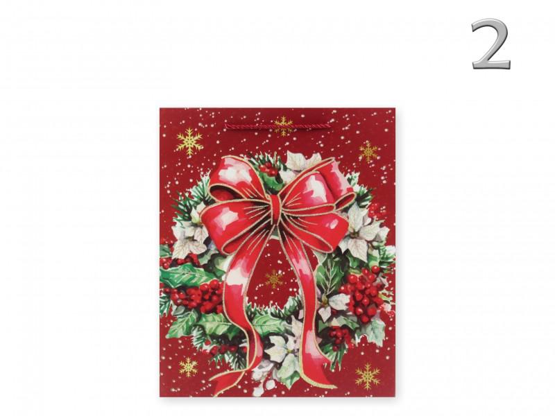 CQ05798 Karácsonyi dísztasak glitteres piros/zöld óriás 30x12x40cm 4f