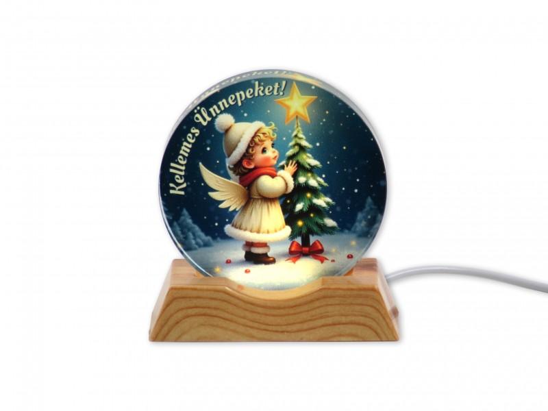 CQ08086 Karácsonyi világító dísz angyal USB kábellel 9cm